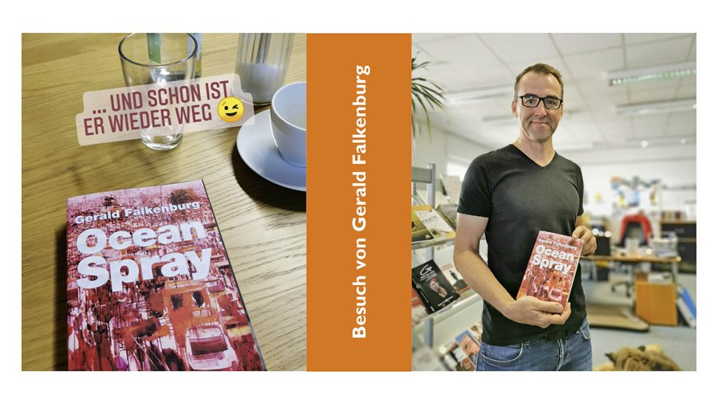 Der Autor Gerad Falkenburg hält zufrieden den Dummy seines neuen Buches in der Hand.