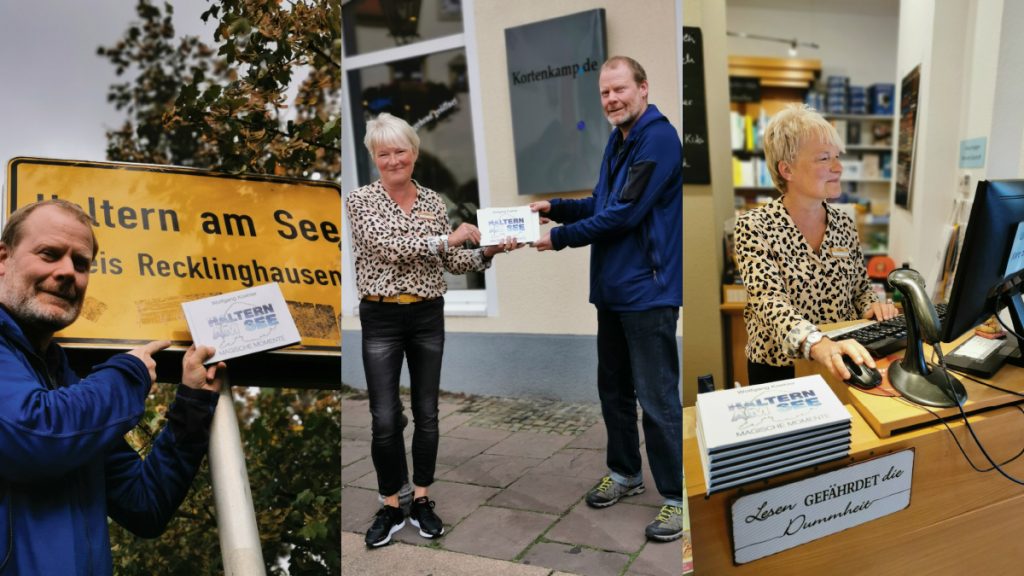 Auslieferng des neuen Bildbandes Haltern am See Magische Momente an die Buchhandlung Kortenkamp